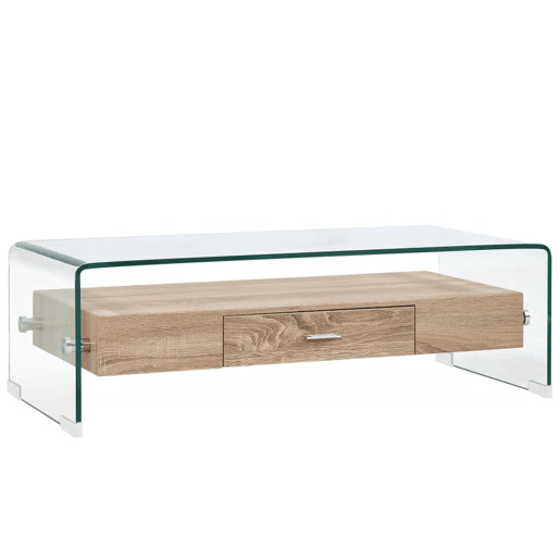 Mesa de Centro, Mesa baixa, 98x45x31 cm vidro temperado transparente