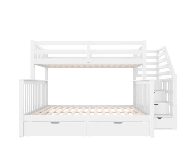 Cama litera 90x200 cm - con cajones, almacenamiento, multifuncional, sin colchón, blanco