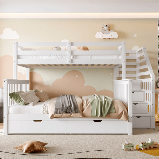 Beliche 90x200 cm - Com gavetas, arrumação, multifuncional, sem colchão, branco