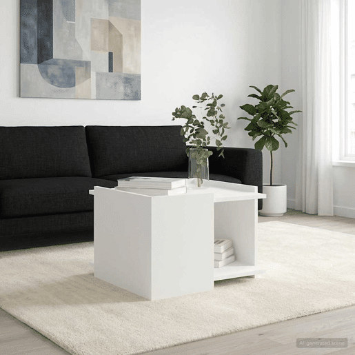 Mesa de Centro, Mesa baixa, Branco 50,5 x 50 x 33 cm Derivados de Madeira Mesa de Centro, Mesa baixa, Branco 50,5 x 50 x 33 cm Derivados de Madeira