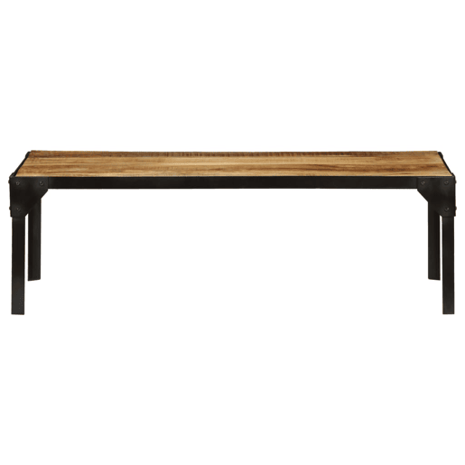 Mesa de Centro, Mesa baixa, madeira de mangueira maciça áspera e aço 110 cm