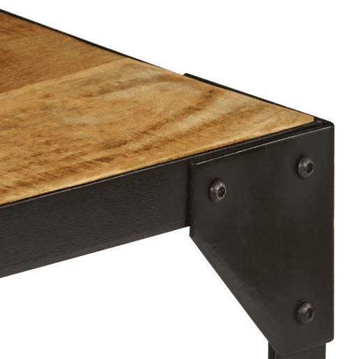 Mesa de Centro, Mesa baixa, madeira de mangueira maciça áspera e aço 110 cm