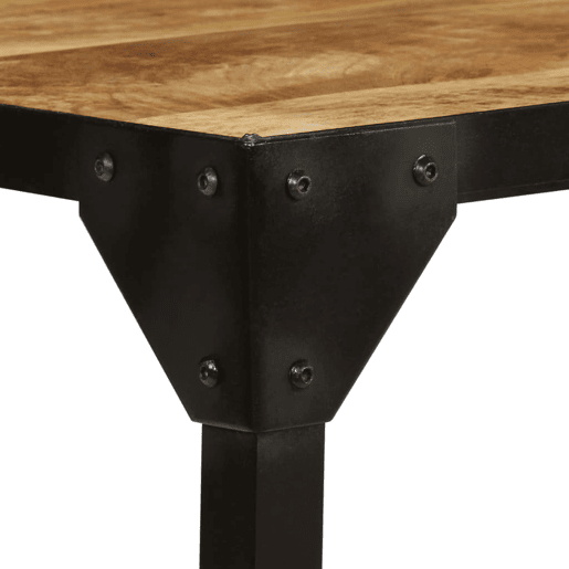 Mesa de Centro, Mesa baixa, madeira de mangueira maciça áspera e aço 110 cm