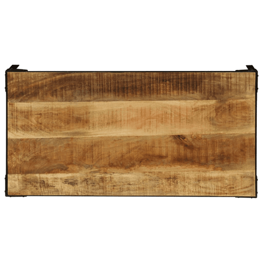 Mesa de Centro, Mesa baixa, madeira de mangueira maciça áspera e aço 110 cm