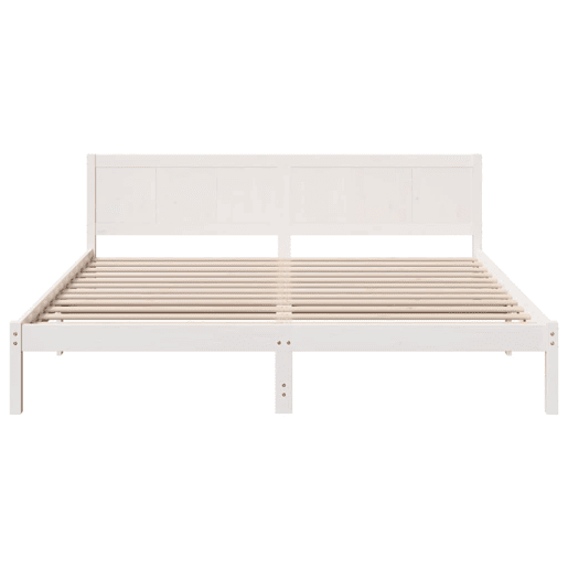 Estrutura De Cama De Casal Simple - Branco 180 x 200 cm Madeira de pinho maciça Estrutura De Cama De Casal Simple - Branco 180 x 200 cm Madeira de pinho maciça