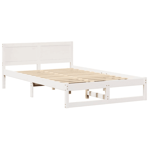 Estrutura da Cama de casal simple com cabeceira Branco 140 x 190 cm Estrutura da Cama de casal simple com cabeceira Branco 140 x 190 cm