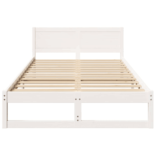 Estrutura da Cama de casal simple com cabeceira Branco 140 x 190 cm Estrutura da Cama de casal simple com cabeceira Branco 140 x 190 cm