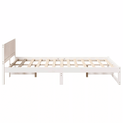 Estrutura da Cama de casal simple com cabeceira Branco 140 x 190 cm Estrutura da Cama de casal simple com cabeceira Branco 140 x 190 cm