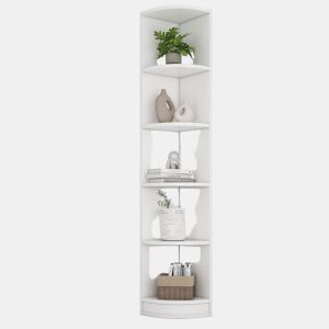 Estante de canto com 5 prateleiras - design simples, alta capacidade de carga - branco