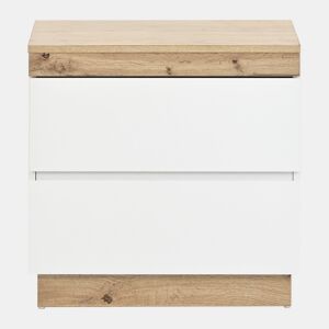 Mesa de cabeceira com 2 gavetas - Estilo escandinavo - Branco