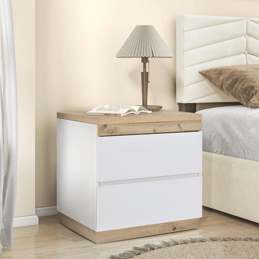 Mesa de cabeceira com 2 gavetas - Estilo escandinavo - Branco Mesa de cabeceira com 2 gavetas - Estilo escandinavo - Branco