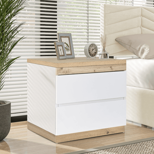 Mesa de cabeceira com 2 gavetas - Estilo escandinavo - Branco Mesa de cabeceira com 2 gavetas - Estilo escandinavo - Branco