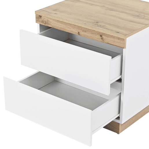 Mesa de cabeceira com 2 gavetas - Estilo escandinavo - Branco Mesa de cabeceira com 2 gavetas - Estilo escandinavo - Branco