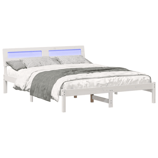 Estrutura da Cama de casal simple com cabeceira Branco 160 x 200 cm Estrutura da Cama de casal simple com cabeceira Branco 160 x 200 cm