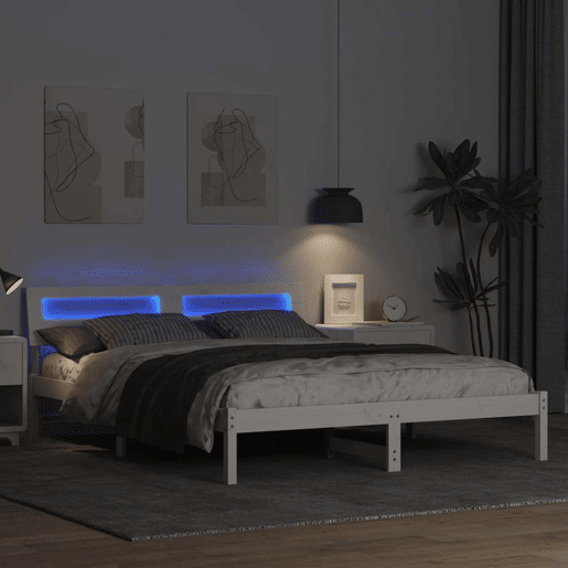 Estrutura da Cama de casal simple com cabeceira Branco 160 x 200 cm Estrutura da Cama de casal simple com cabeceira Branco 160 x 200 cm