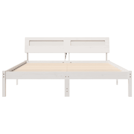 Estrutura da Cama de casal simple com cabeceira Branco 160 x 200 cm Estrutura da Cama de casal simple com cabeceira Branco 160 x 200 cm