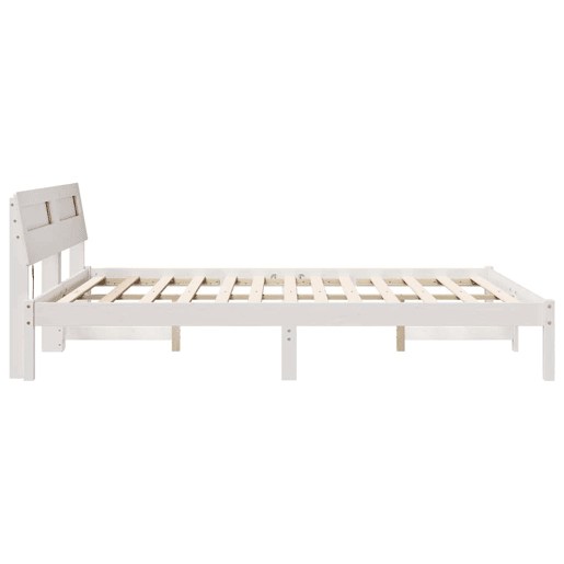 Estrutura da Cama de casal simple com cabeceira Branco 160 x 200 cm Estrutura da Cama de casal simple com cabeceira Branco 160 x 200 cm