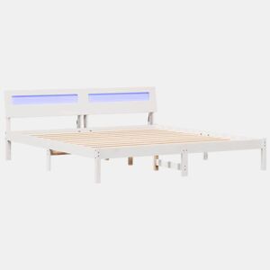 Estrutura de cama de casal com cabeceira king size - Branco 200 x 200 cm