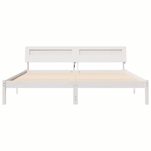 Estrutura de cama de casal com cabeceira king size - Branco 200 x 200 cm Estrutura de cama de casal com cabeceira king size - Branco 200 x 200 cm