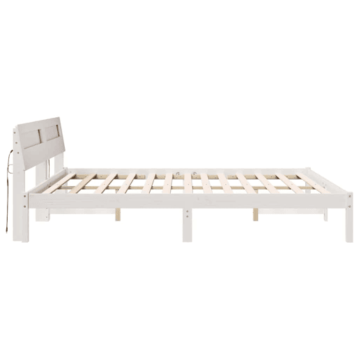 Estrutura de cama de casal com cabeceira king size - Branco 200 x 200 cm Estrutura de cama de casal com cabeceira king size - Branco 200 x 200 cm