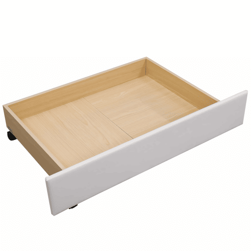 Cama de adulto estofada em imitação de pele - 160x200cm - com 2 gavetas - Branco