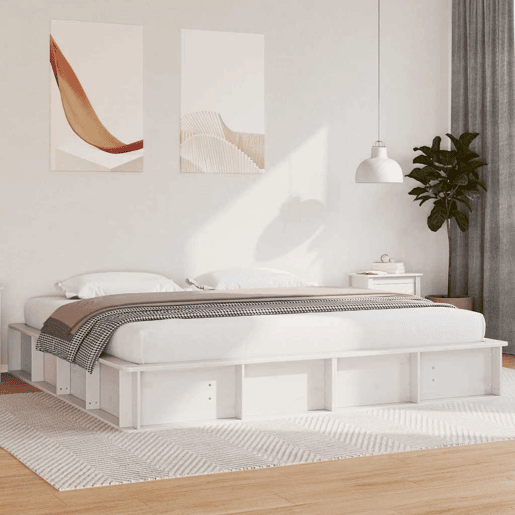 Estrutura De Cama De Casal Simple - Branco 180 x 200 cm Estrutura De Cama De Casal Simple - Branco 180 x 200 cm