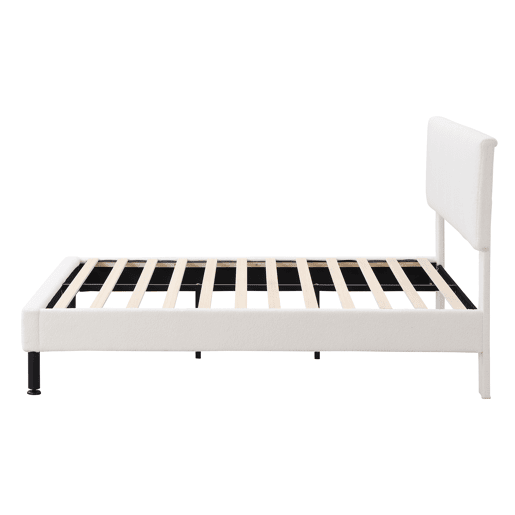 Cama 140x190cm estofada em sherpa - com estrado de molas - Bege