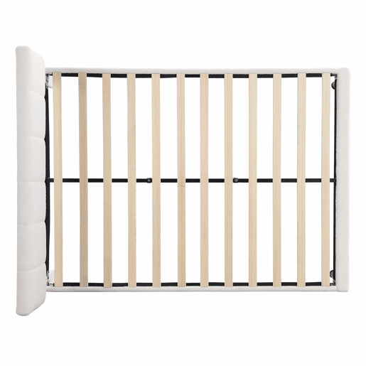 Cama 140x190cm estofada em sherpa - com estrado de molas - Bege