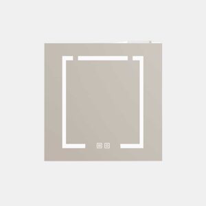 Armário com espelho e iluminação LED de 60 cm - com espaço de arrumação para casa de banho, sala de estar e quarto - branco