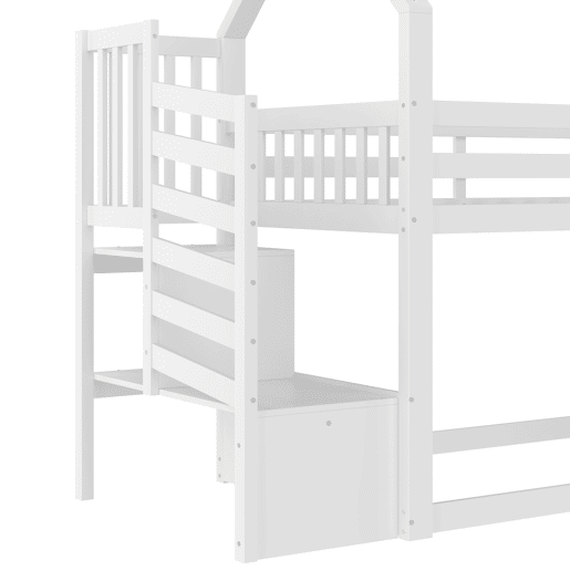 Beliche 90x200 cm - Com escada, escorregador e corrimão, sem colchão, branco