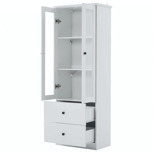 Vitrine LED moderna 165 cm - com USB, comando remoto 16 cores, 2 gavetas, prateleiras ajustáveis, portas basculantes - branco mate Vitrine LED moderna 165 cm - com USB, comando remoto 16 cores, 2 gavetas, prateleiras ajustáveis, portas basculantes - branco mate