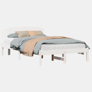 Estrutura da Cama de casal simple com cabeceira Branco 140 x 190 cm