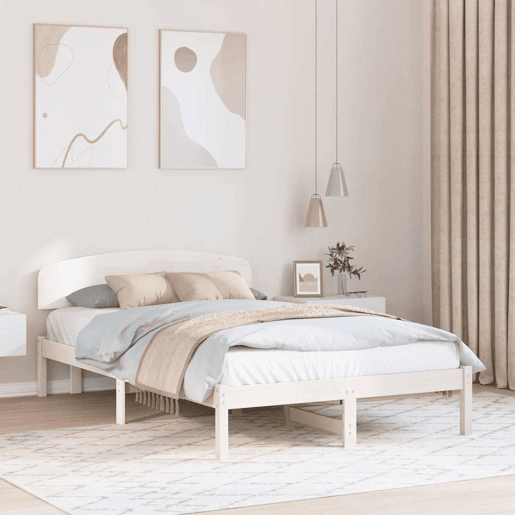 Estrutura da Cama de casal simple com cabeceira Branco 140 x 190 cm