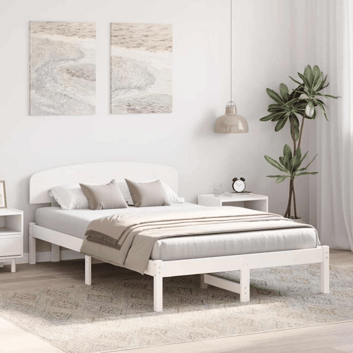 Estrutura da Cama de casal simple com cabeceira Branco 140 x 190 cm