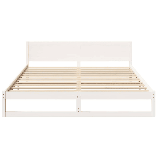 Estrutura de cama de casal com cabeceira king size - Branco 200 x 200 cm Estrutura de cama de casal com cabeceira king size - Branco 200 x 200 cm