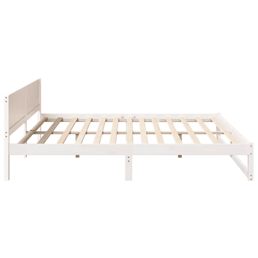 Estrutura de cama de casal com cabeceira king size - Branco 200 x 200 cm Estrutura de cama de casal com cabeceira king size - Branco 200 x 200 cm