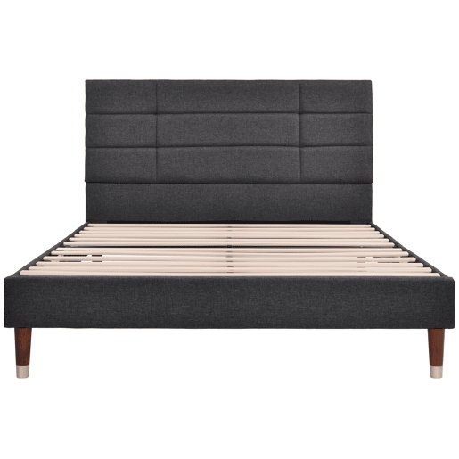 Cama de casal 140x200cm - cama estofada em linho com estrado e cabeceira - Cinzento Cama de casal 140x200cm - cama estofada em linho com estrado e cabeceira - Cinzento