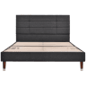 Cama de casal 140x200cm - cama estofada em linho com estrado e cabeceira - Cinzento
