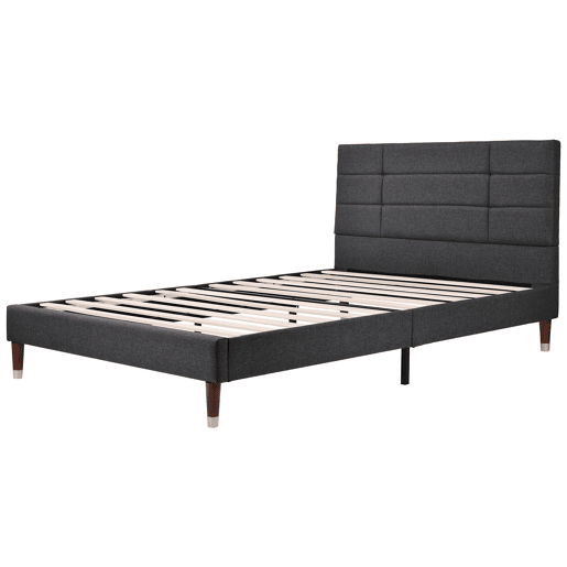 Cama de casal 140x200cm - cama estofada em linho com estrado e cabeceira - Cinzento Cama de casal 140x200cm - cama estofada em linho com estrado e cabeceira - Cinzento