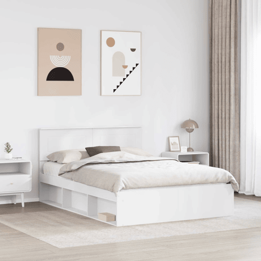Estrutura De Cama De Casal Simple - Branco 140 x 190 cm Madeira processada