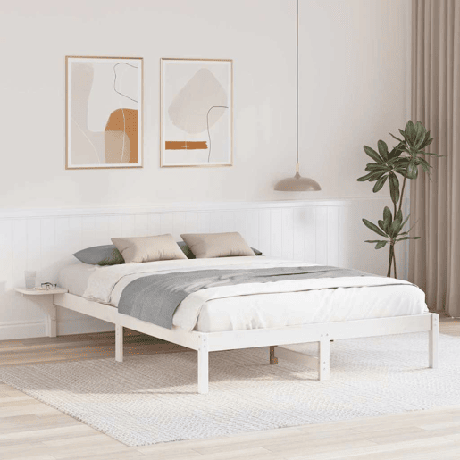 Estrutura De Cama De Casal Simple - Branco 150 x 200 cm Estrutura De Cama De Casal Simple - Branco 150 x 200 cm