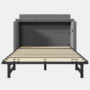 Cama armário 140x200 cm - Com gaveta, com ligações USB e tipo C, cinzento