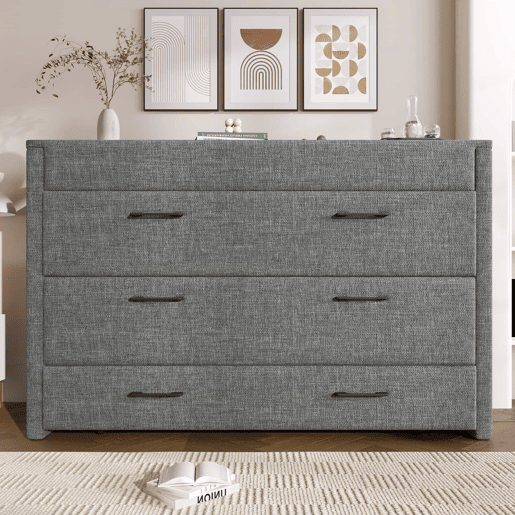 Cama armário 140x200 cm - Com gaveta, com ligações USB e tipo C, cinzento