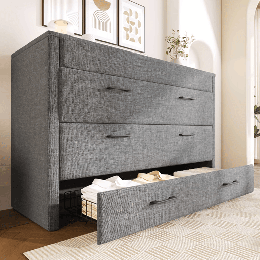 Cama armário 140x200 cm - Com gaveta, com ligações USB e tipo C, cinzento