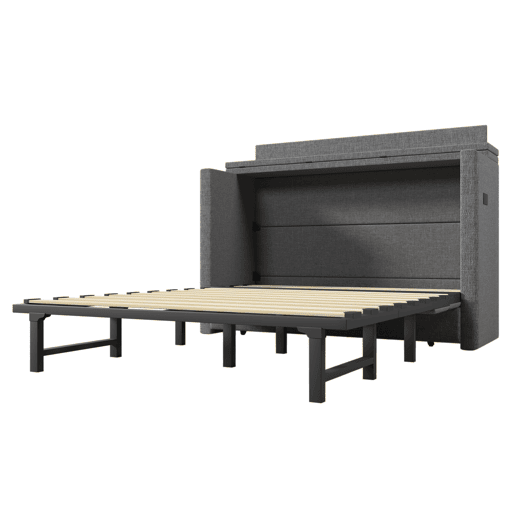 Cama armário 140x200 cm - Com gaveta, com ligações USB e tipo C, cinzento