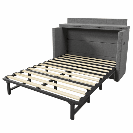 Cama armário 140x200 cm - Com gaveta, com ligações USB e tipo C, cinzento