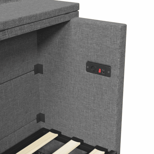Cama armário 140x200 cm - Com gaveta, com ligações USB e tipo C, cinzento
