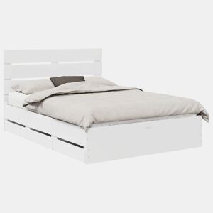 Estrutura De Cama De Casal Moderno - Branco 150 x 200 cm Madeira de Engenharia