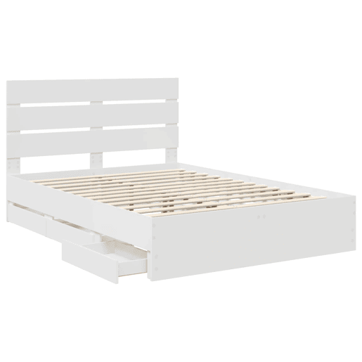 Estrutura De Cama De Casal Moderno - Branco 150 x 200 cm Madeira de Engenharia Estrutura De Cama De Casal Moderno - Branco 150 x 200 cm Madeira de Engenharia