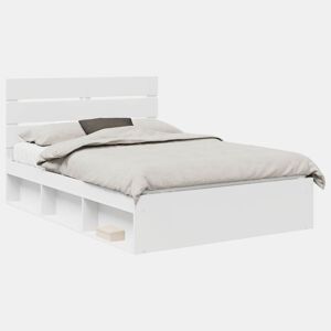 Estrutura da Cama de casal simple com cabeceira Branco 140 x 200 cm